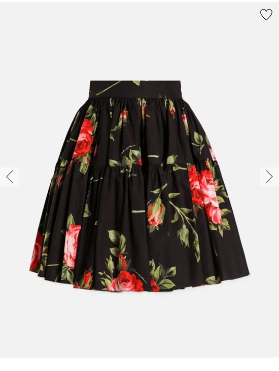 Dolce & Gabbana Dresses & Skirts - NWT Dolce & Gabbana Black Floral A-Line Midi Skirt with Red Rose Print 44